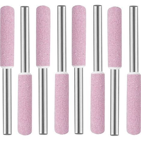 Tête de Polissage de Meulage, 8 pcs Meules Pierres Abrasives,Meule sur Tige, Tige Abrasive,Affûteuses Chainsaw, Limes d'affûtage pour Tronçonneuse 4 mm en Diamant pour Affûter les Tronçonneuses (1/5)
