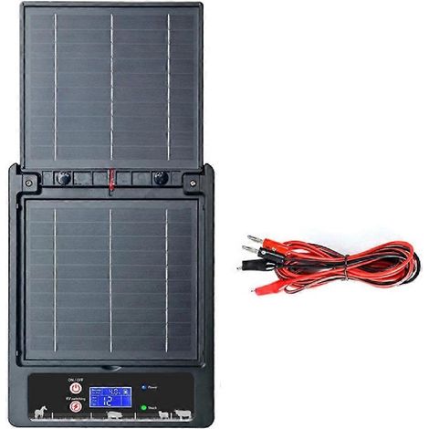 Contrôleur de clôture électrique solaire 10 km 2 J, batterie 18 000 AH, tension réglable de 6 à 12 kV, pour l'élevage de bétail et de volaille (États-Unis). (1/5)
