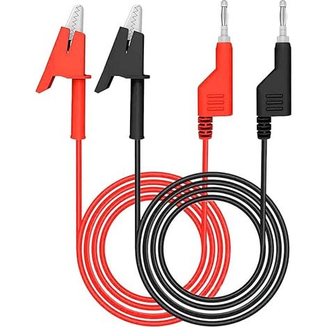 2 Pc fiche banane empilable de 4 mm à pinces crocodile fil de câble flexible 1 m/3,3 pieds pour les tests électriques multimètre (1/5)