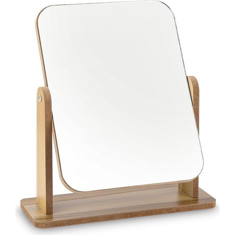 Miroir de Bureau en Bois Petit Miroir sur Pied 25 X 22CM Miroir de Table Rotatif à 360 Degrés Miroir a Poser Haut Miroir avec Support Détachable, Convient pour la Chambre, la Salle de Bain, Le Bureau (1/5)