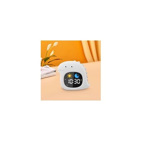 Réveil dinosaure pour enfants – Horloge numérique rechargeable – Chambre d'enfant – ABS blanc (1/5)
