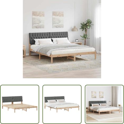 Plattformbett - Bettgestell mit gepolstertem Kopfteil Braun 180 x 200 cm (1/5)
