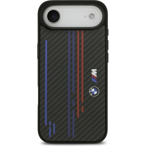 Funda BMW M Kevlar con líneas y logotipo MagSafe para iPhone Air, color negro. (1/5)