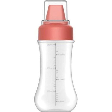 Bouteille à condiments à presser, bouteille à condiments en plastique, récipient à condiments rechargeable avec rebord, bouteille d'huile d'olive pour la cuisine(rouge) (1/5)