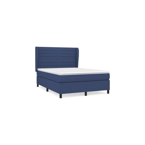 Sommier à lattes de lit avec matelas Bleu 140x190 Tissu (1/5)
