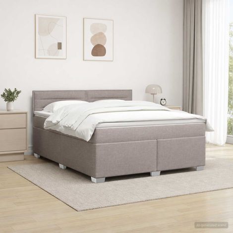 vidaXL Lit boxspring avec matelas Taupe 140 x 190 cm Tissu (1/5)