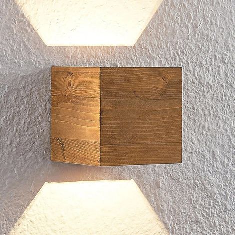 [NEUWERTIG] B-Ware Lindby Led Wandleuchte Wandlampe Benicio Leuchte Lampe Holz Eckig 11 Cm