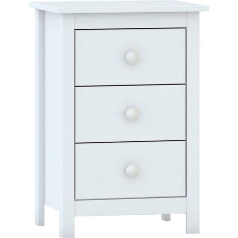 Moblit Tabac Mesita con Tres Cajones,ino macizo Color Blanco Translucido , Medida 63x43x35 cm ( altoxanchoxfondo) (1/2)