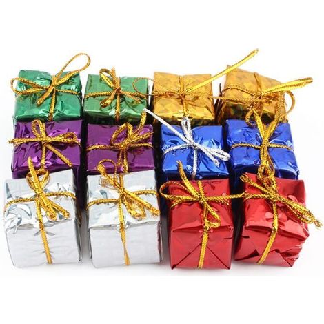 12-teiliges Set mehrfarbiger Weihnachtsgeschenkboxen, Partyornamente, Weihnachtsbaumschmuck - Crezuo
