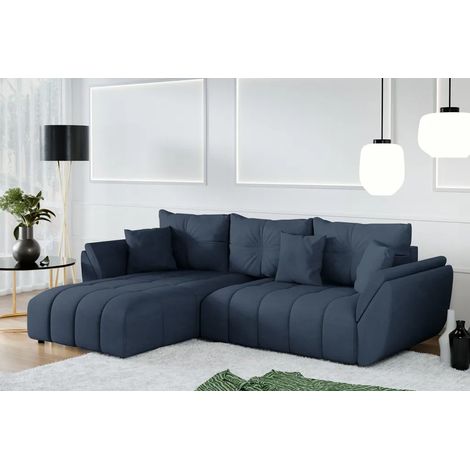 AX LIVING Ecksofa mit Schlaffunktion Verciani L Sofa Blau 280 cm