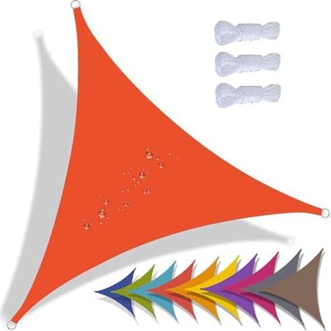 Vela ombreggiante triangolare, telo ombreggiante impermeabile, protezione UV al 95% per patio, giardino, terrazza, esterni, balcone (3x3x3 m, arancione)