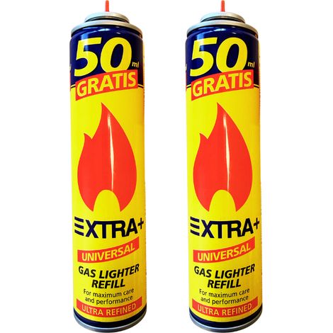 Pack 2 Recargas Gas Universal 300ml  600ml Total con 5 Adaptadores  Gas Refinado para Mecheros y Sopletes de Cocina