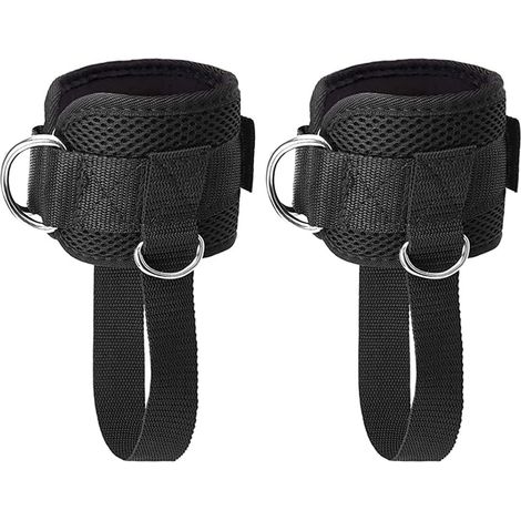 Noir Ankle Straps, Sangles de Cheville, Sangle Cheville Musculation Poulie, Sangle de Cheville Réglable Gymnastique, Sangles Cheville Musculation (1/5)