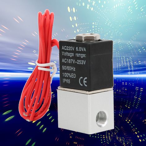 Électrovanne à action directe pour eau, air et huile, corps en alliage d'aluminium, 220 V CA (G1/8 po) (1/5)