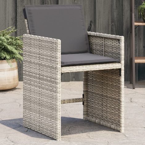 Chaises de jardin avec coussins-Chaise de terrasse-Chaise d'extérieur lot de 4 gris clair poly rotin 708243