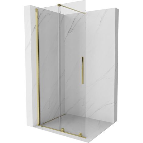 Mexen Velar Duschwand schwenkbar Walk-in 100 x 200 cm, transparent 8 mm, gold - 871-100-000-03-50 (1/5)