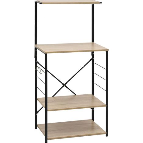 Pratico mobile per microonde 60 x 39,6 x 123 cm con 4 livelli in stile moderno in legno nero 020046485