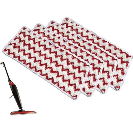 Set of 4 Replacement Covers for Steam XXL Power Pad Steam Cleaner - Washable in Red