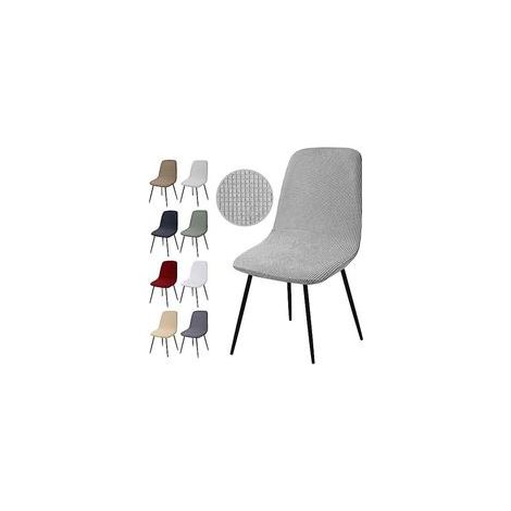 Housse de Chaise Extensible 2 pièces, Housse de Salle à Manger Amovible Lavables Couverture de Chaise en Jacquard Revêtement de Chaise pour Salle à Manger,Hôtel,Décor,Mariage(Y-Gris Argent, 2 Pièces) (1/4)