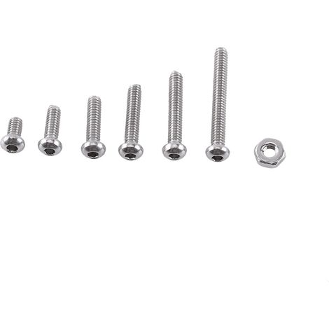 Lot de 250 vis à tête bombée M2 inox A2 avec écrous hexagonaux assortis (1/5)
