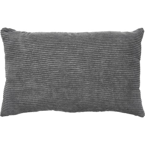 Coussin Emy en Velours côtelé - Coussin de canapé avec Rembourrage - Coussin décoratif - 30 x 50 cm - Gris foncé (1/4)