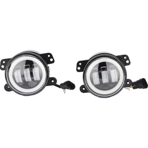 Phares LED tout-terrain, 15 W CC 9-36 V, 10 cm, 6500 K, étanches IP67, feux antibrouillard à anneaux lumineux ultra-lumineux