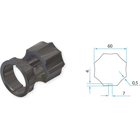 ADAPTATEUR NEXTMODE TM2 45 POUR TUBE OCTOGONAL GAVIOTA BONFANTI 57 mm