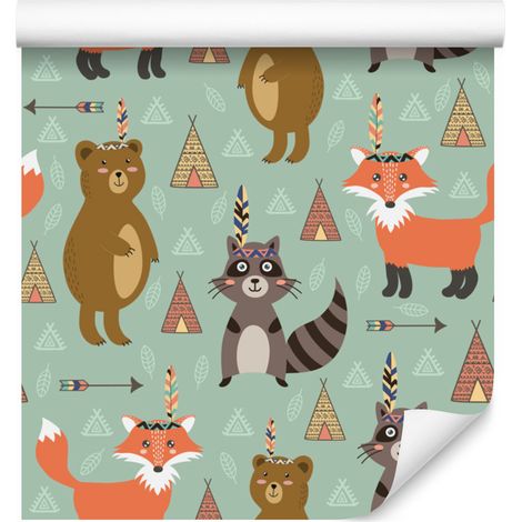 Papier peint féerique avec des renards indiens pour salon et chambre 50x1000 cm (1/5)