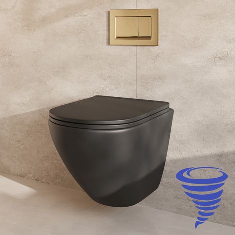 LOMAZOO Pack WC suspendu avec réservoir encastré rond noir - sans (1/5)