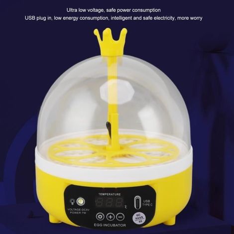 Incubateur automatique, capacité 4 œufs, pour œufs de volaille, avec retournement automatique, pour l'incubation à domicile et l'élevage contrôlé de volailles.-AquaForge (1/4)