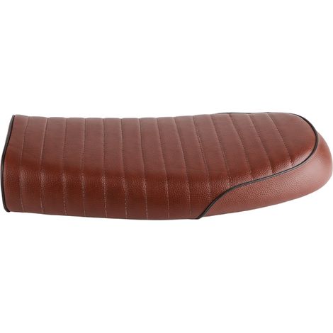 Selle de moto vintage cuir PU café racer, coussin plat sellerie pour CG125 GN CG CB400SS, rembourrage confortable, look rétro (1/5)