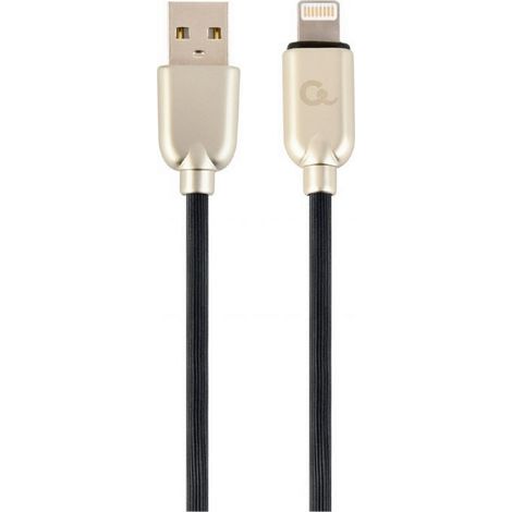 Gembird kábel nabíjací Lightning 8-pin (M) na USB 2.0 (M), prémiový, gumovo - opletený, 1 m, čierny