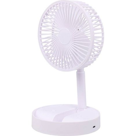Ventilateur de bureau pliable et rechargeable blanc, 3 vitesses