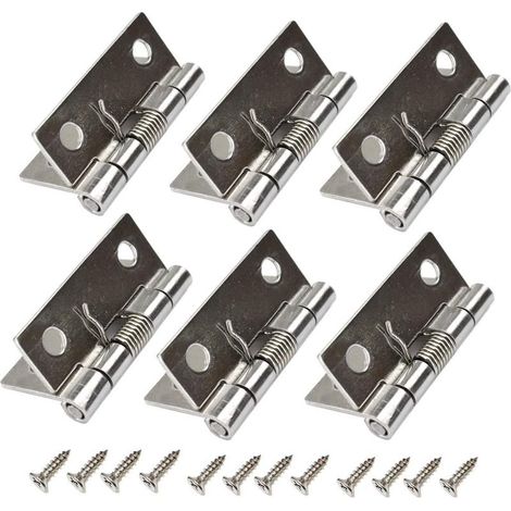 Juego de 6 bisagras de resorte de 3,8 cm para puertas, bisagras de ventana de acero inoxidable 304 de alta resistencia para puertas interiores y exteriores. (1/5)