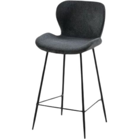 Tabouret de bar tissu gris pieds métal noir (1/5)