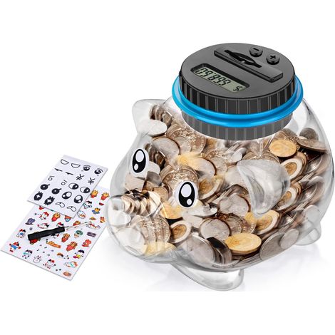 Coffre-fort Numérique - Boîte À Épargne Avec Comptage Automatique Et Affichage LCD - Pour Pièces Euro - Capacité 1 L - Pour Enfants (1/5)