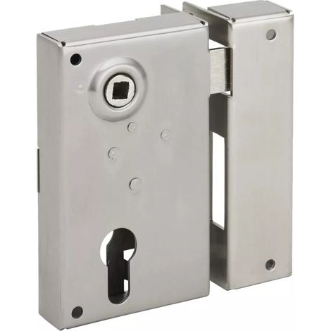 Serrure de grille en applique inox - Devismes - Droite