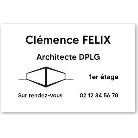 Plaque professionnelle PVC 30x20 Personnalisée avec Logo | Architectes - Blanche lettres noires (1/3)