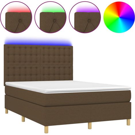 Maison Exclusive - Sommier à lattes de lit matelas et LED Marron foncé 140x190 cm (1/5)