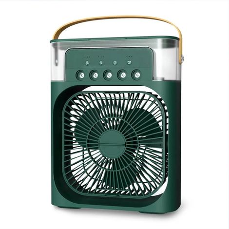 Ventilateur Portable Vert – Mini Humidificateur Rafraîchissant LED – Minuterie, 3 Vitesses Vent, 3 Modes Pulvérisation – Pour Bureau et Maison (1/5)