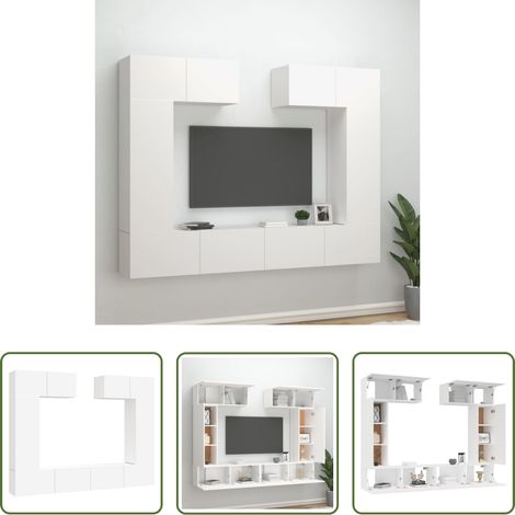 vidaXL TV-Schrank Holz - 6-tlg. TV-Schrank-Set Weiß Holzwerkstoff (1/5)
