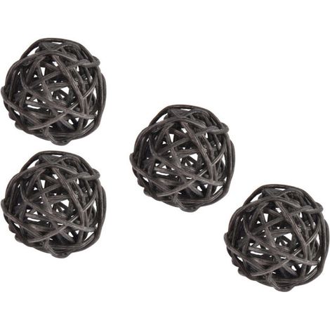 Lot de 10 Boules Décoratives "Rotin" 3cm Gris