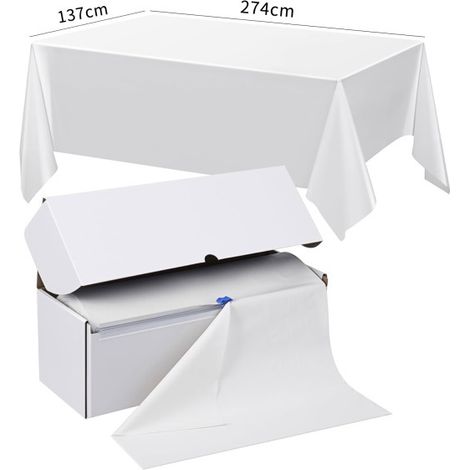 Confezione da 10 tovaglie di plastica usa e getta, 137274 cm, tovaglie per feste, tovaglie decorative per tavoli rettangolari, tovaglia di plastica bianca, impermeabile e resistente, bianca (Bianco) (1/5)