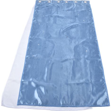 Rideau occultant double paroi respirante en polyester naturel, bleu, idéal pour chambre, salon ou salle de classe. (1/5)