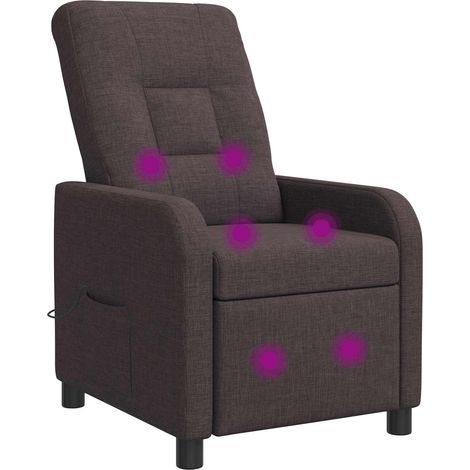 Massage Recliner Dark Brown Fabric vidaXL (1/5)