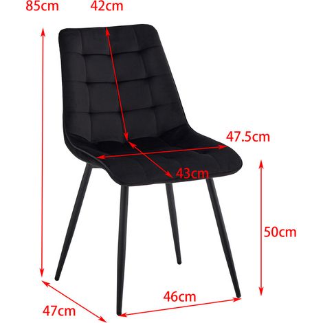 Wokaka Lot de 6 chaises en Velours - chaises de salle à manger style rétro,ergonomiques - 47 Lx43 Px50 H cm(noir)