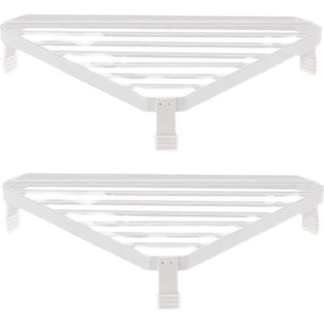 Étagère triangulaire en fer forgé avec cadre de four, support à casseroles anti-brûlure, table d'angle blanche (1/5)