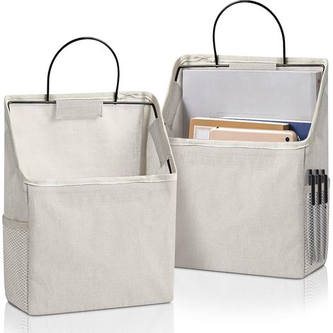 LYERCW - Sacs de rangement muraux, panier de rangement mural avec poches pour cuisine, chambre, salon (gris, une poche) (1/4)