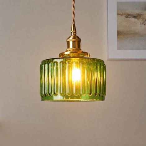 Suspension Verre Nordique Modèle B vert avec lumière blanc chaud 6W Luminaire Intérieur 5-10 m² 23 × 23 × 20 cm 1 kg – Livraison gratuite