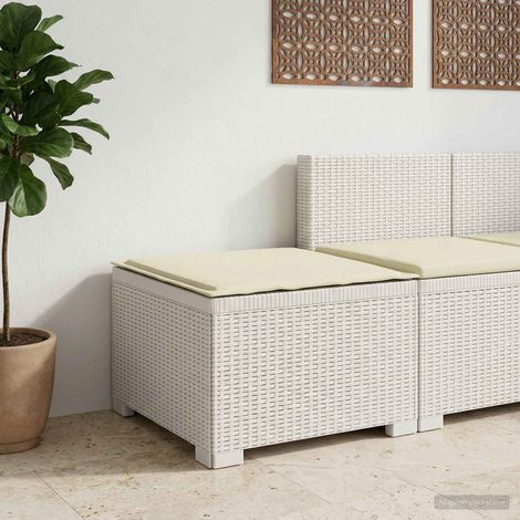 Canapé de jardin 1 place aspect rotin en PP blanc avec coussin crème pour terrasse et balcon - PANGIVO (1/5)